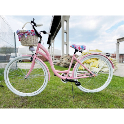 Retro bicykel Lavida  28" 3-prevodový Rúžový - biele kolesá 